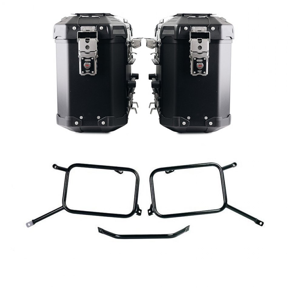 Juego de bolsas de aluminio Atlas de 39L+39L + Marcos de aluminio para alforjas Triumph Bonneville T120
