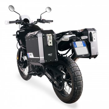 Par de alforjas de aluminio Atlas 40L+34L + marcos de alforjas de aluminio Royal Enfield Himalayan 450 para escape aftermarket (a partir de 2024)