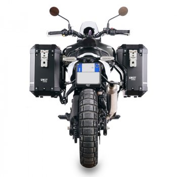 Par de alforjas de aluminio Atlas 40L+34L + marcos de alforjas de aluminio Royal Enfield Himalayan 450 para escape aftermarket (a partir de 2024)