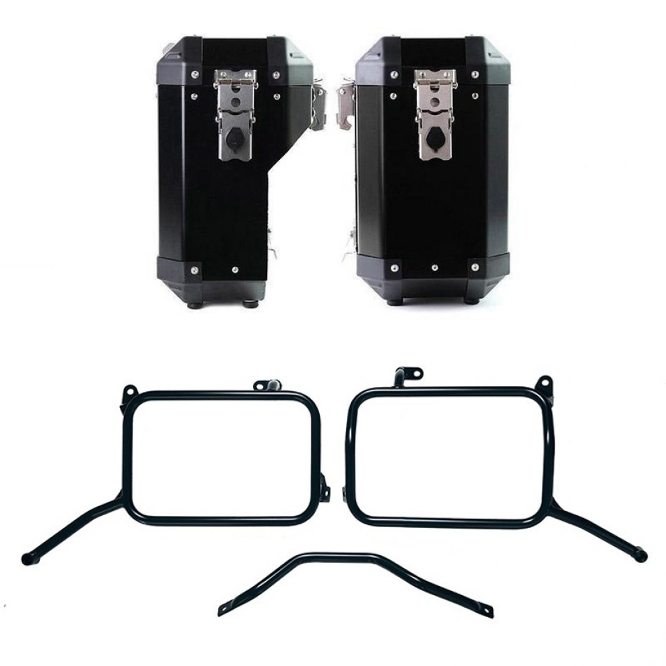 Par de alforjas de aluminio Atlas 40L+34L + marcos de alforjas de aluminio Royal Enfield Himalayan 450 para escape de repuesto (a partir de 2024)
