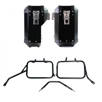 Par de maletas Atlas en Aluminio 40L + 34L + Marcos de alforjas de aluminio para Triumph Speed 400 & Scrambler 400 X