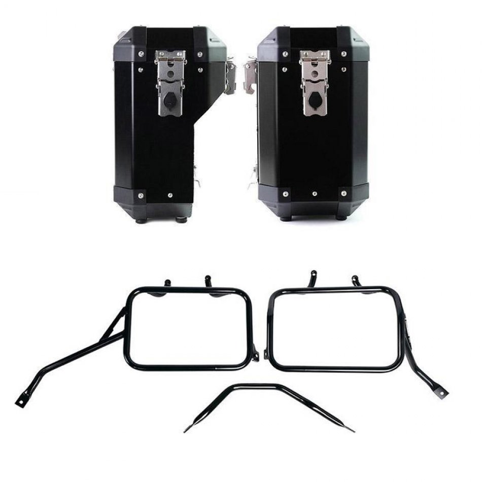 Par de maletas Atlas en Aluminio 40L + 34L + Marcos de alforjas de aluminio para Triumph Speed 400 & Scrambler 400 X