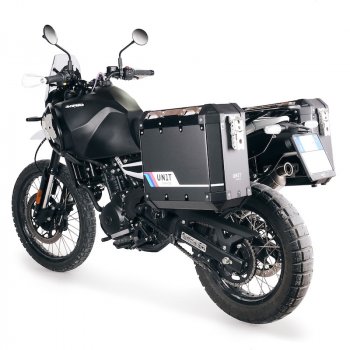 Par de bolsas de aluminio Atlas 40L+40L con marcos Royal Enfield Himalayan 450 para escape original (2024 en adelante)