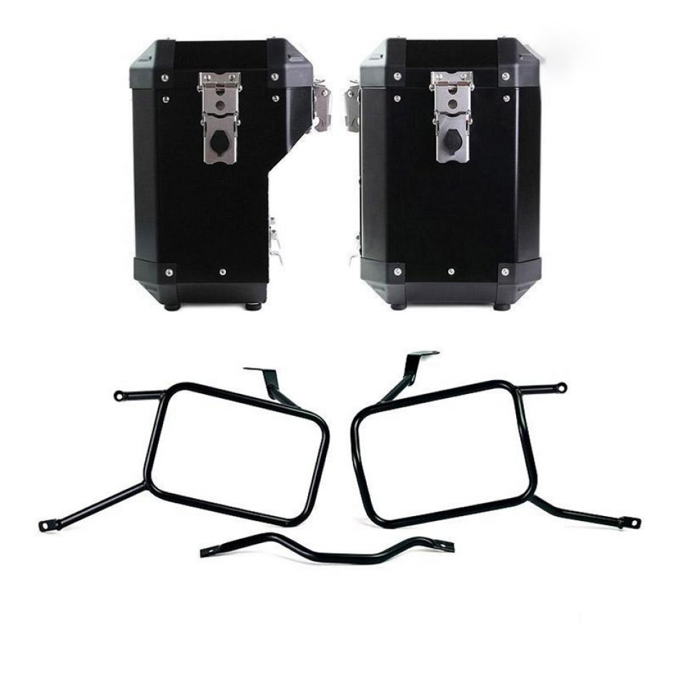 Pareja de maletas de aluminio Atlas 47L + 41L con chasis Triumph Street Scrambler