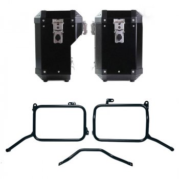 Par de alforjas de aluminio Atlas 47L+41L + marcos de alforjas de aluminio Royal Enfield Himalayan 450 para escape de repuesto (a partir de 2024)