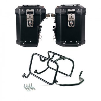 Juego de maletas laterales de aluminio Atlas 48L+41L + Cuadros KTM para bolsas de aluminio Atlas