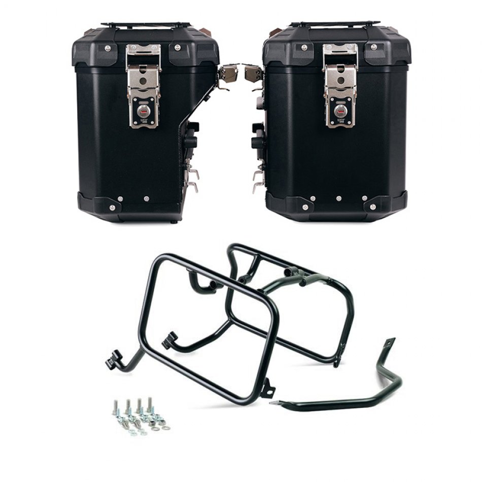 Juego de maletas laterales de aluminio Atlas 48L+41L + Cuadros KTM para bolsas de aluminio Atlas