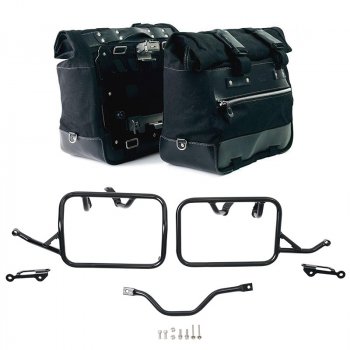 Par de alforjas laterales Cult Canvas 40L - 50L + Par de placas de aluminio + Bastidores BMW R12 G/S