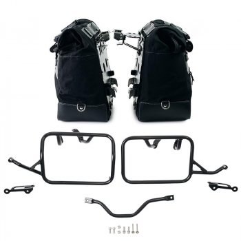 Par de alforjas laterales Cult Canvas 40L - 50L + Par de placas de aluminio + Bastidores BMW R12 G/S