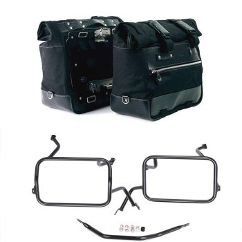 Par de maletas laterales Cult en Canvas 40L - 50L + Par de placas de aluminio + Marcos de alforjas de aluminio Atlas BMW F450GS