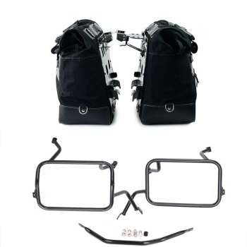 Par de maletas laterales Cult en Canvas 40L - 50L + Par de placas de aluminio + Marcos de alforjas de aluminio Atlas BMW F450GS