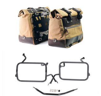 Par de maletas laterales Cult en Canvas 40L - 50L + Par de placas de aluminio + Marcos de alforjas de aluminio Atlas BMW F450GS
