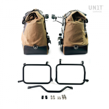 Par de maletas laterales Cult en Canvas 40L - 50L + Par de placas de aluminio + Portaequipajes de aluminio Atlas HD Pan America