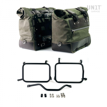 Par de maletas laterales Cult en Canvas 40L - 50L + Par de placas de aluminio + Portaequipajes de aluminio Atlas HD Pan America