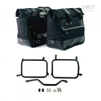 Par de maletas laterales Cult en Canvas 40L - 50L + Par de placas de aluminio + Portaequipajes de aluminio Atlas HD Pan America