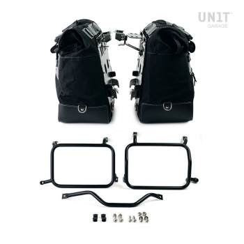 Par de maletas laterales Cult en Canvas 40L - 50L + Par de placas de aluminio + Portaequipajes de aluminio Atlas HD Pan America