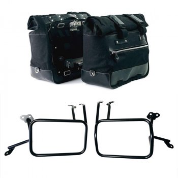 Par de maletas laterales Cult en Canvas 40L - 50L + Par de placas de aluminio + Marcos de alforjas de aluminio Atlas para KTM 1290/1390 Super Adventure S-R