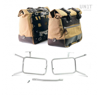 Par de maletas laterales Cult en Canvas 40L - 50L + Par de placas de aluminio + Bastidores de bolsas de aluminio Atlas nineT