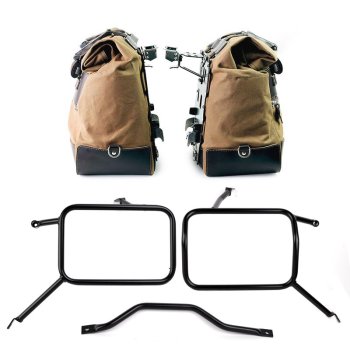 Par de maletas laterales Cult en Canvas 40L - 50L + Par de placas de aluminio + Chasis para bolsos Atlas de aluminio Triumph Street Scrambler 900 (a partir de 2026)