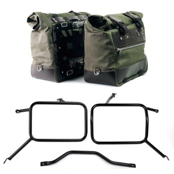 Par de maletas laterales Cult en Canvas 40L - 50L + Par de placas de aluminio + Chasis para bolsos Atlas de aluminio Triumph Street Scrambler 900 (a partir de 2026)