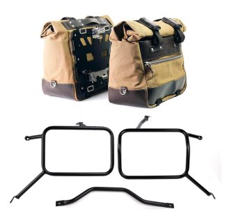 Par de maletas laterales Cult en Canvas 40L - 50L + Par de placas de aluminio + Chasis para bolsos Atlas de aluminio Triumph Street Scrambler 900 (a partir de 2026)
