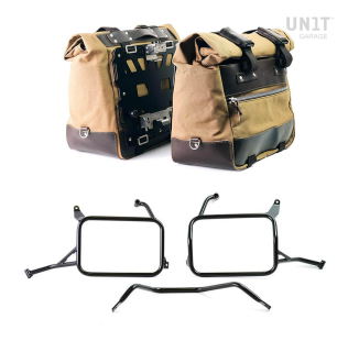 Par de maletas laterales Cult en Canvas 40L - 50L + Par de placas de aluminio + Bastidores de alforjas de aluminio Atlas Yamaha Ténéré 700