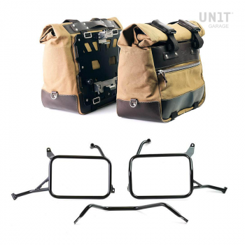 Par de maletas laterales Cult en Canvas 40L - 50L + Par de placas de aluminio + Bastidores de alforjas de aluminio Atlas Yamaha Ténéré 700