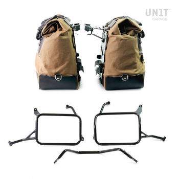 Par de maletas laterales Cult en Canvas 40L - 50L + Par de placas de aluminio + Bastidores de alforjas de aluminio Atlas Yamaha Ténéré 700