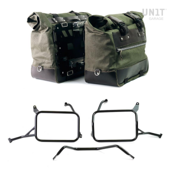 Par de maletas laterales Cult en Canvas 40L - 50L + Par de placas de aluminio + Bastidores de alforjas de aluminio Atlas Yamaha Ténéré 700
