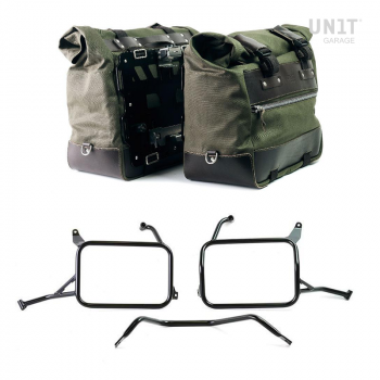 Par de maletas laterales Cult en Canvas 40L - 50L + Par de placas de aluminio + Bastidores de alforjas de aluminio Atlas Yamaha Ténéré 700