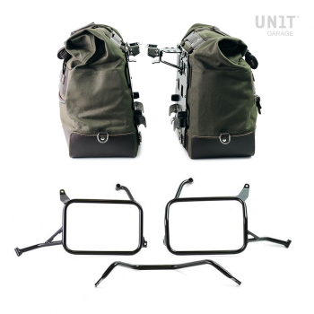 Par de maletas laterales Cult en Canvas 40L - 50L + Par de placas de aluminio + Bastidores de alforjas de aluminio Atlas Yamaha Ténéré 700