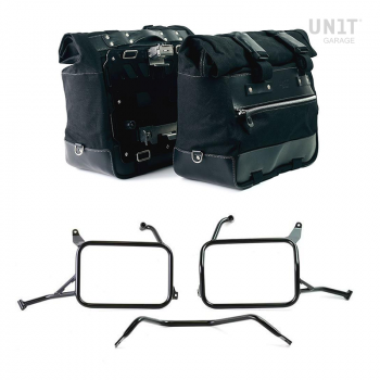 Par de maletas laterales Cult en Canvas 40L - 50L + Par de placas de aluminio + Bastidores de alforjas de aluminio Atlas Yamaha Ténéré 700