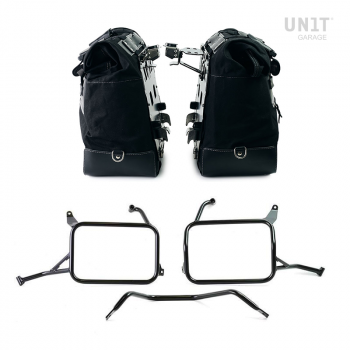 Par de maletas laterales Cult en Canvas 40L - 50L + Par de placas de aluminio + Bastidores de alforjas de aluminio Atlas Yamaha Ténéré 700