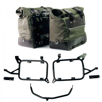 Par de alforjas laterales Cult in Canvas 40L - 50L + Par de placas de aluminio + Marcos de alforjas de aluminio BMW F900GS ADV