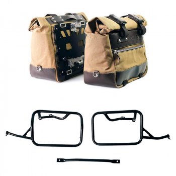 Par de bolsas laterales Cult en Canvas 40L - 50L + Par de placas de aluminio + Marcos para bolsas de aluminio BMW R1300GS