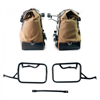 Par de bolsas laterales Cult en Canvas 40L - 50L + Par de placas de aluminio + Marcos para bolsas de aluminio BMW R1300GS