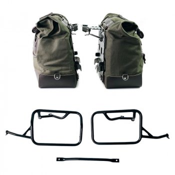 Par de bolsas laterales Cult en Canvas 40L - 50L + Par de placas de aluminio + Marcos para bolsas de aluminio BMW R1300GS