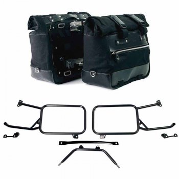 Par de alforjas laterales Cult in Canvas 40L - 50L + Par de placas de aluminio + Marcos de alforjas de aluminio Moto Guzzi Stelvio (2024 en adelante)