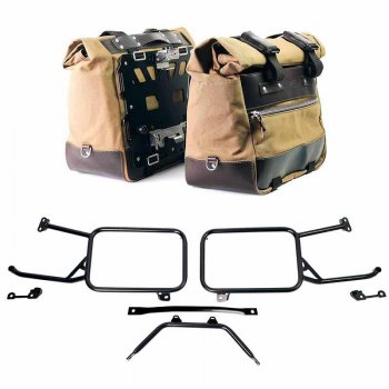Par de alforjas laterales Cult in Canvas 40L - 50L + Par de placas de aluminio + Marcos de alforjas de aluminio Moto Guzzi Stelvio (2024 en adelante)