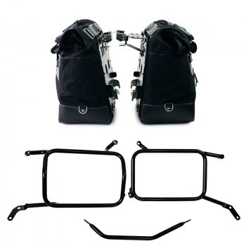 Par de bolsas laterales Cult en Canvas 40L - 50L + Par de placas de aluminio + Marcos para bolsas de aluminio Moto Guzzi V85 TT (2024 en adelante)