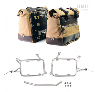 Par de maletas laterales Cult en Canvas 40L - 50L + Par de placas de aluminio + Bastidores de bolsas en aluminio R1200GS LC - R1250GS & ADV