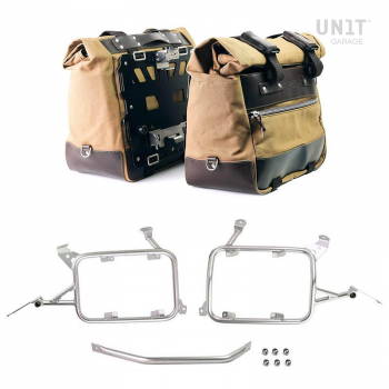 Par de maletas laterales Cult en Canvas 40L - 50L + Par de placas de aluminio + Bastidores de bolsas en aluminio R1200GS LC - R1250GS & ADV