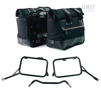 Par de alforjas Cult en Canvas 40L - 50L + Par de placas de aluminio + marcos de alforjas de aluminio Triumph Bonneville T120