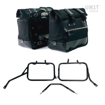 Par de maletas laterales Cult en Canvas 40L - 50L + Par de placas de aluminio + Marcos de alforjas de aluminio Triumph Tracker 400