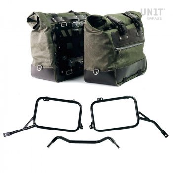 Par de maletas laterales Cult en Canvas 40L - 50L + Par de placas de aluminio + marcos R80-R100GS