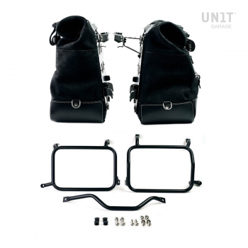 Pareja de alforjas Cult en serraje 40L - 50L + placa Aluminio + Portaequipajes de aluminio Atlas HD Pan America