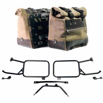 Par de alforjas laterales Cult en piel Crust 40L - 50L + Placa de aluminio + Marcos de alforjas de aluminio Moto Guzzi Stelvio (2024 en adelante)