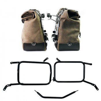 Pareja de alforjas Cult en serraje 40L - 50L + placa Aluminio + Marcos de alforjas Moto Guzzi V85 TT (2024 en adelante) Aluminio