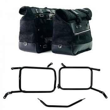 Pareja de alforjas Cult en serraje 40L - 50L + placa Aluminio + Marcos de alforjas Moto Guzzi V85 TT (2024 en adelante) Aluminio