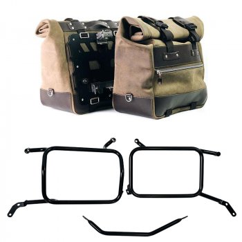 Pareja de alforjas Cult en serraje 40L - 50L + placa Aluminio + Marcos de alforjas Moto Guzzi V85 TT (2024 en adelante) Aluminio